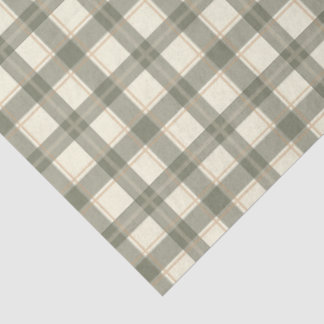 Papier Mousseline Tartan Classique Vert Sauge