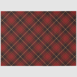 Papier Mousseline Tartan de Noël classique rouge, noir et or