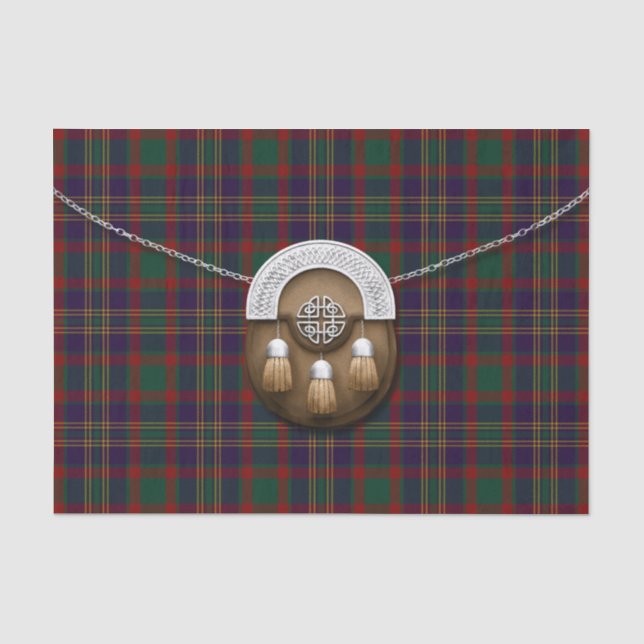 Papier Mousseline Tartan et escarcelle irlandais de liège du comté (Recto)