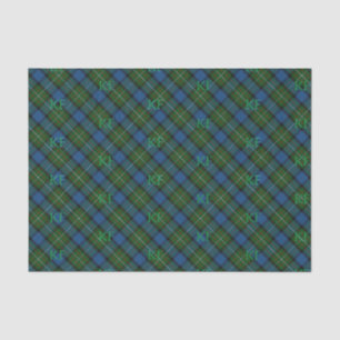 Papier Mousseline Tartan officiel Fergusson avec monogramme / initia