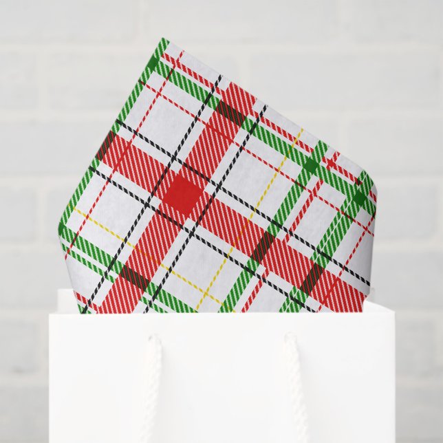 Papier Mousseline Tartan plat de Noël - Blanc (Créateur téléchargé)