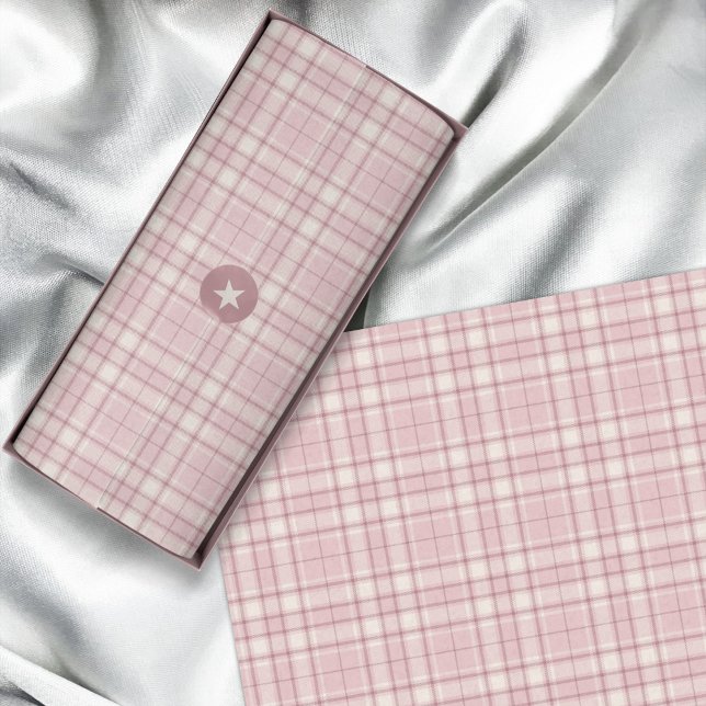 Papier Mousseline Tartan - rose bébé avec ciment blanc et rose foncé (Tartan - Baby Pink with Cement White and Dark Pink Tissue Paper by Leapfroglisics Shop)