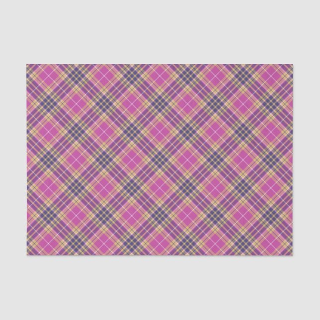 Papier Mousseline Tartan rose, or et bleu (Recto)