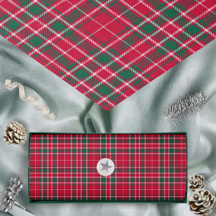 Papier Mousseline Tartan - Rouge vert et blanc