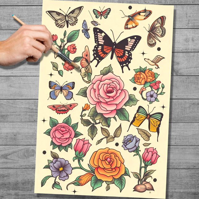 Papier Mousseline Tatouage 1 Papier de découpage (Créateur téléchargé)