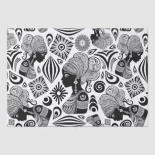 Papier Mousseline Tatouage Tribal Portrait de Fille Africaine