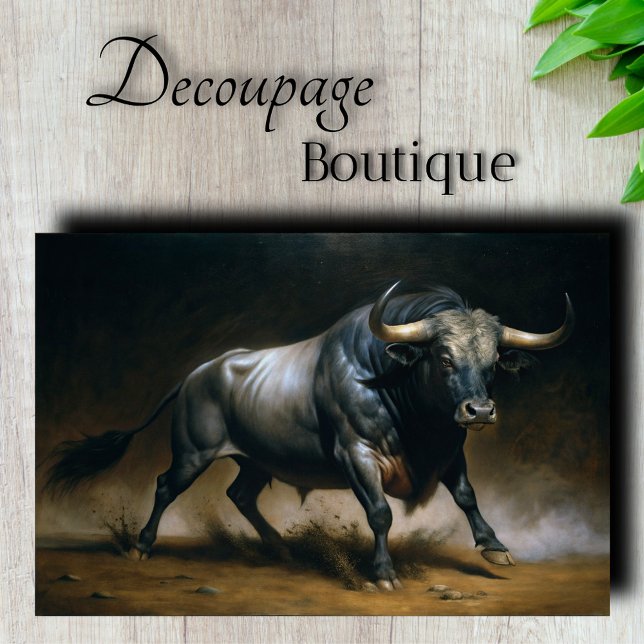 Papier Mousseline Taureau de Wall Street en découpage (Charging Bull Decoupage Tissue Paper)