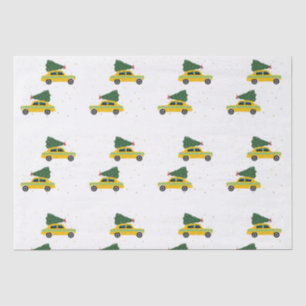 Papier Mousseline Taxi vintage de taxi jaune Noël Motif de neige