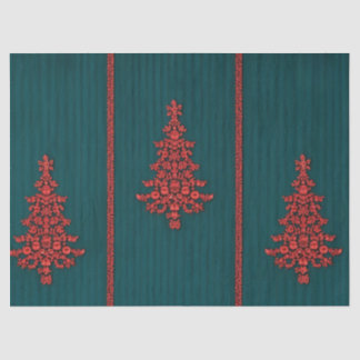 Papier Mousseline Teal and Red Crystal Christmas Trees
