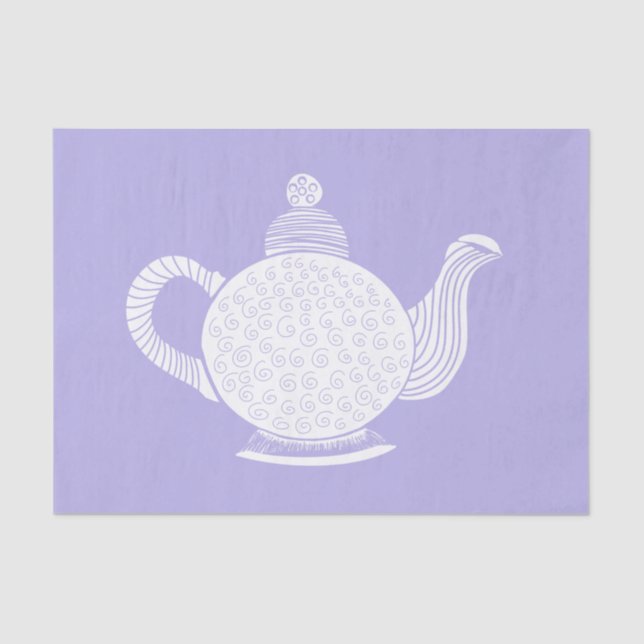 Papier Mousseline Teapot blanc sur lavande (Recto)