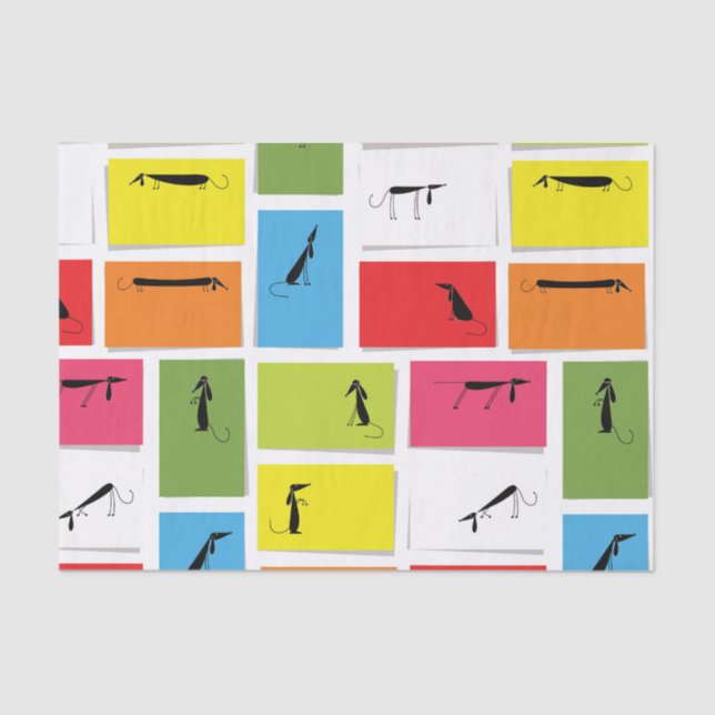 Papier Mousseline Teckels colorés (Recto)