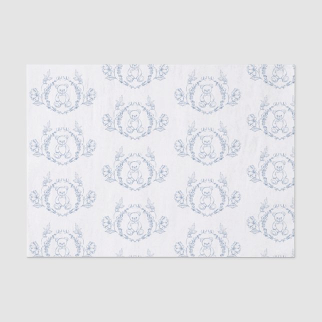 Papier Mousseline Teddy bear Elegant Chinoiserie Toile Baby shower (Recto)