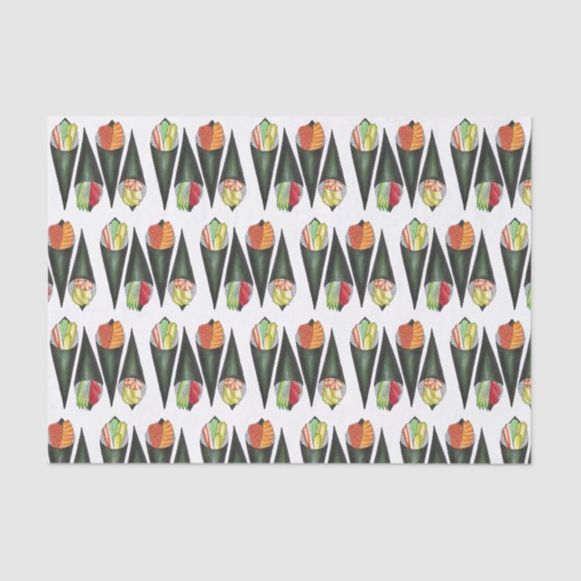 Papier Mousseline Tempaki Sushi Rolls À Main Rolls Cuisine Japonaise (Recto)