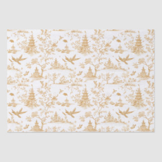 Papier Mousseline Temples d'or Chinoiserie Tiuuse Papier