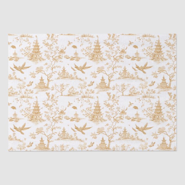 Papier Mousseline Temples d'or Chinoiserie Tiuuse Papier (Recto)