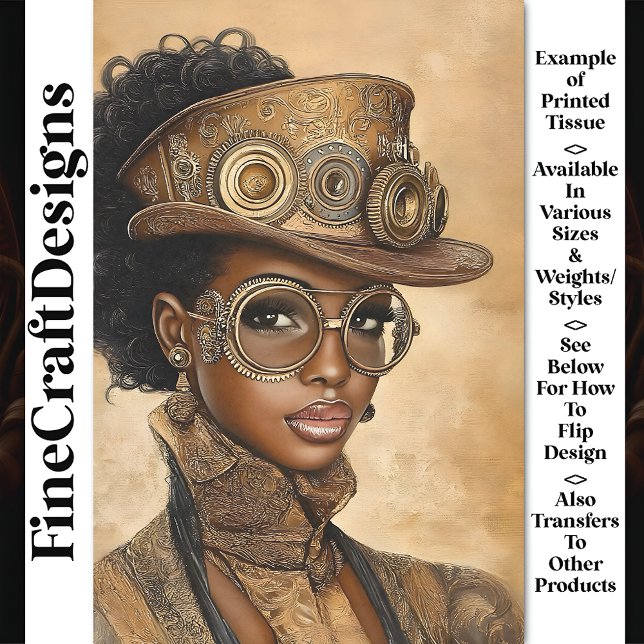 Papier Mousseline Tendance Steampunk Dark Skin Woman AD1Z Découpage (Créateur téléchargé)