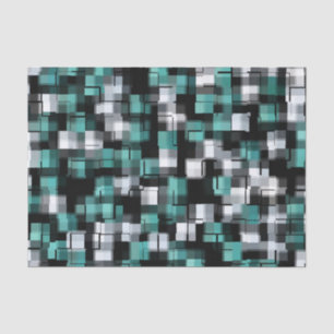 Papier Mousseline Tendance Turquoise Vert Bleu Noir Blanc Abstrait P