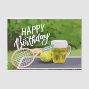 Papier Mousseline Tennis Anniversaire avec raquette de la bière pour