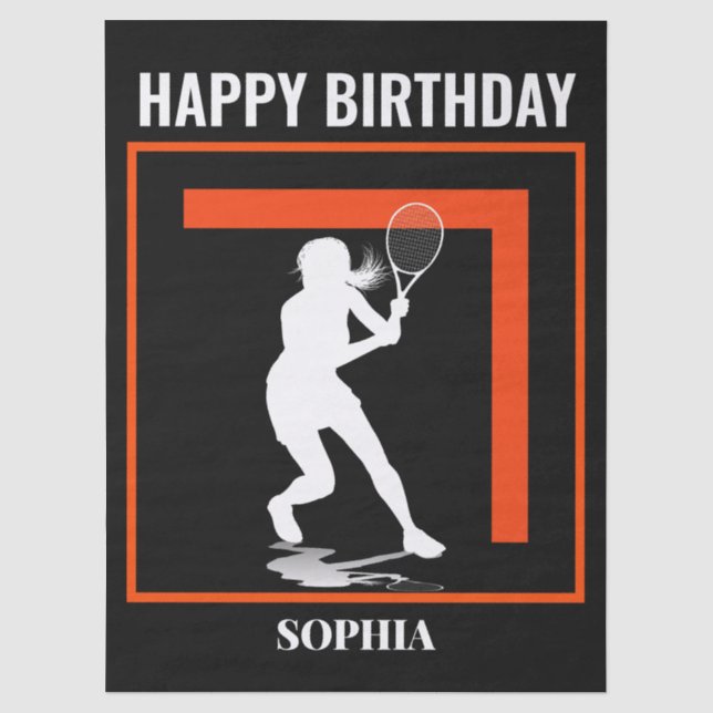 Papier Mousseline Tennis Birthday, Tennis Girl Player  (Recto)