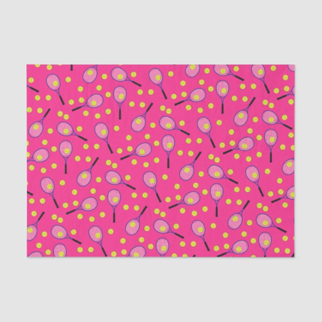 Papier Mousseline Tennis Sports Anniversaire fête rose (Recto)