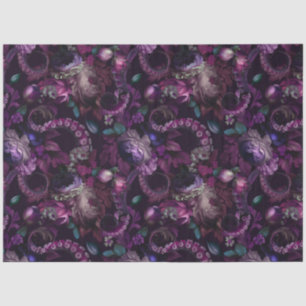 Papier Mousseline Tentacle Gothique Rose Foncé Avec Fleurs