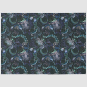Papier Mousseline Tentacle Turquoise De Cthulhu Gothique Avec Fleurs