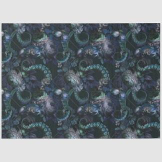 Papier Mousseline Tentacle Turquoise De Cthulhu Gothique Avec Fleurs