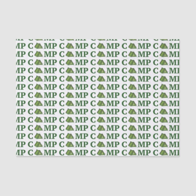 Papier Mousseline Tente verte CAMP Camping Camper Tissu cadeau Campe (Recto)