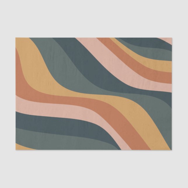 Papier Mousseline Terme Boho Abstrait Wavy Swirl Lines Terracotta  (Recto)