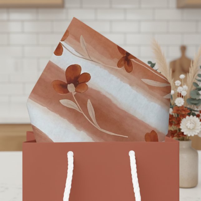 Papier Mousseline Terracotta Wildflower Stripe (Créateur téléchargé)