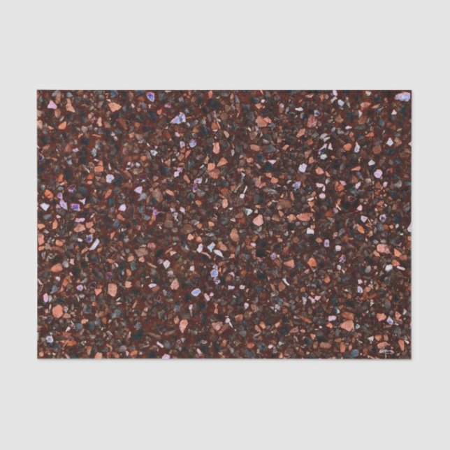 Papier Mousseline Terrazzo Retro Brown Tan noir Brown Élégant (Recto)