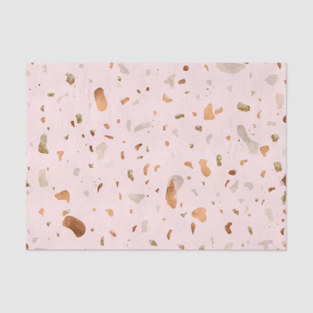 Papier Mousseline Terrazzo Rosée Et Rosée Avec Des Zones En Cuivre O (Recto)