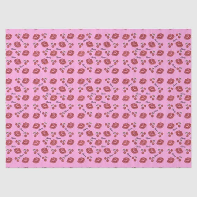 Papier Mousseline Tête cerise très Lipstick Baisers Tissu Papier (Recto)