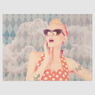 Papier Mousseline Tête dans les nuages Pin Up Style Retro Girl