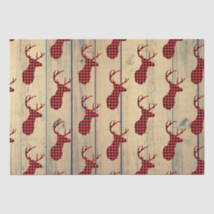 Papier Mousseline Tête de cerf avec Antlers sur Faux Wood