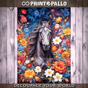 Papier Mousseline Tête de cheval dans un tableau surréaliste avec de