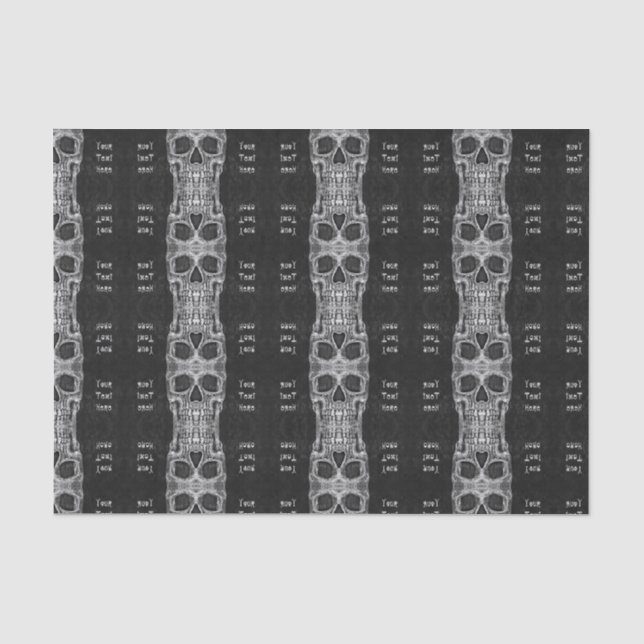 Papier Mousseline Tête de crâne gothique Motif noir et blanc (Recto)