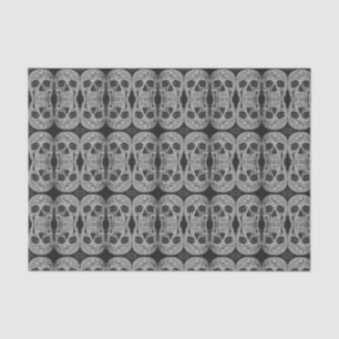 Papier Mousseline Tête de crâne gothique Noir et blanc Motif Abstrai