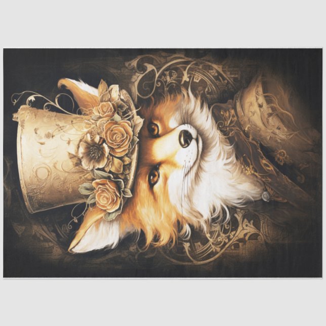 Papier Mousseline Tête de renard Steampunk (Recto)