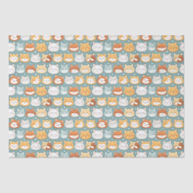 Papier Mousseline Têtes de chat à tête blanche (Recto)