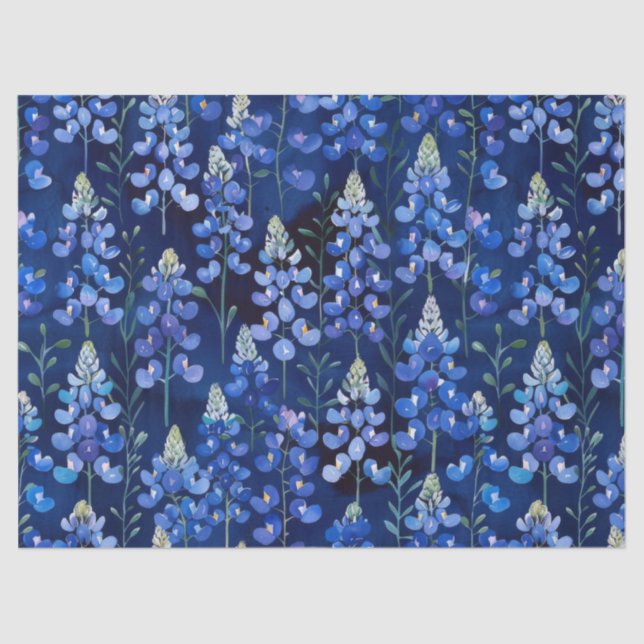 Papier Mousseline Texas Bluebonnets Blue Wild Flowers Motif (Recto)