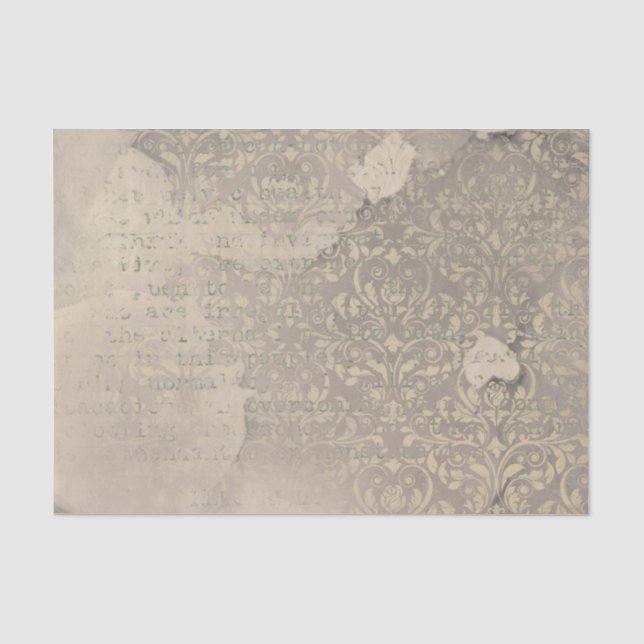 Papier Mousseline Texte de Damas et de machine à écrire (Recto)
