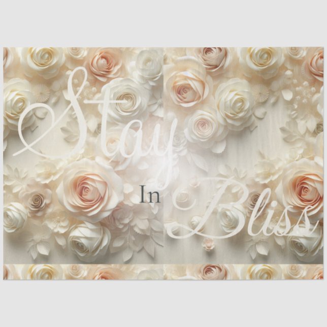 Papier Mousseline Texte personnalisé Art floral romantique avec Rose (Recto)