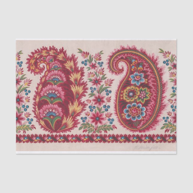 Papier Mousseline Textile Designs with Paisley Motifs by Anonymous (Recto)