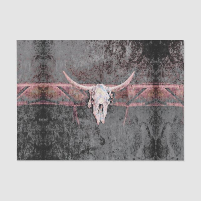 Papier Mousseline Texture croustillante de l'Ouest Taureau rose gris (Recto)