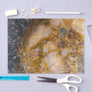 Papier Mousseline Texture de roche minérale blanche bronze abstraite