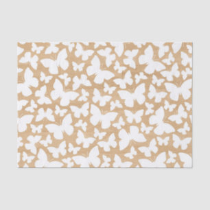 Papier Mousseline Texture rustique en bois avec papillon blanc