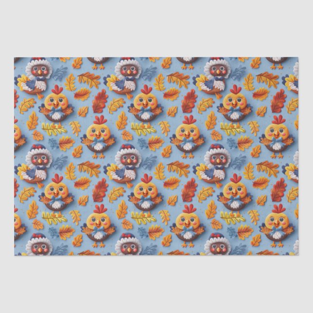 Papier Mousseline Thanksgiving Baby Turkey And Chicks (Recto)