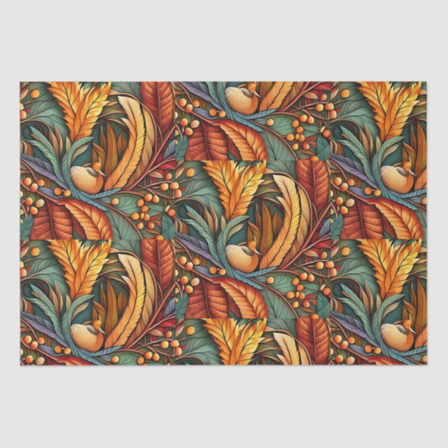 Papier Mousseline Thanksgiving Design d'automne (Recto)