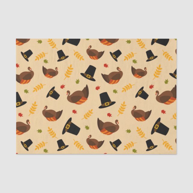 Papier Mousseline Thanksgiving Holiday diner dinde soirée tissu (Recto)